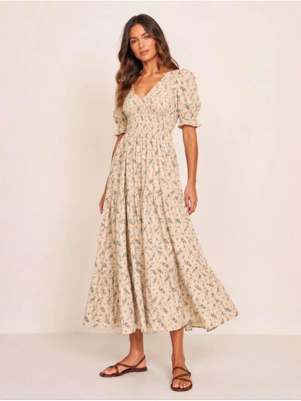 Christy Dawn Brooklyn Ditsy Floral Cream Dress